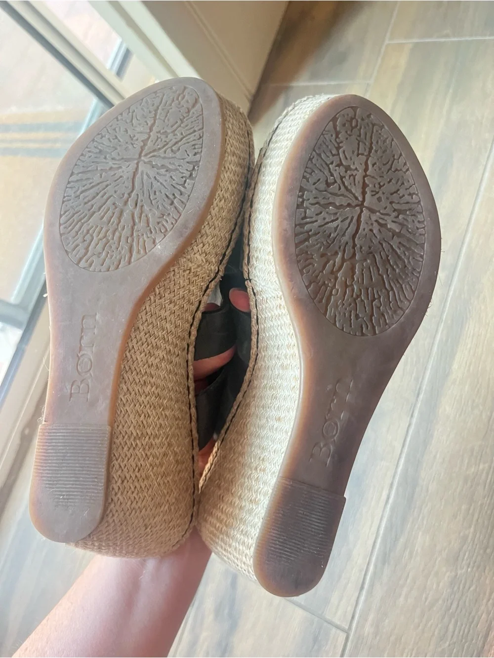 Born black heel wedges Size 9